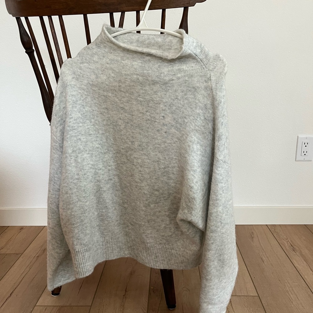 Ann Taylor Light Gray Cowl Neck Sweater